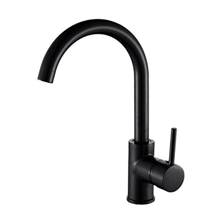 OWOFAN Black Kitchen Faucet With 360 Degree Rotate Spout Single Handle Sink Mixer Water Tap WF-7114R