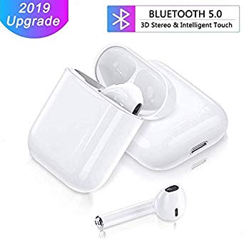 OPPEY Wireless Bluetooth Headphones, Bluetooth 5.0 Smart Touch Control Earphones Noise Cancelling Mic Stereo Sound Bluetooth Earphones for All Bluetooth Devices (White)