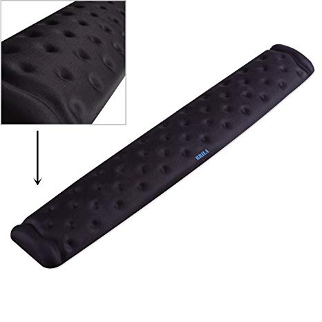 BRILA Ergonomic Memory Foam Keyboard Wrist Rest Support Pad Cushion for Computer, Laptop, Office Work, PC Gaming - Massage Holes Design - Easy Typing Wrist Pain Relieve (Black)