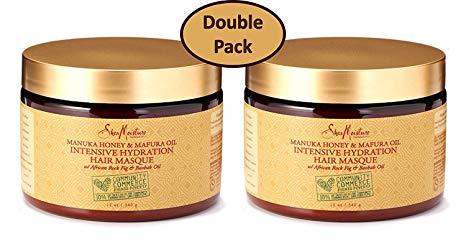 Shea Moisture Manuka Honey & Mafura Oil Intensive Hydration Hair Masque, with African Rock Fig & Baobab Oil, 12 Ounce - Value Double Pack - Qty of 2 each