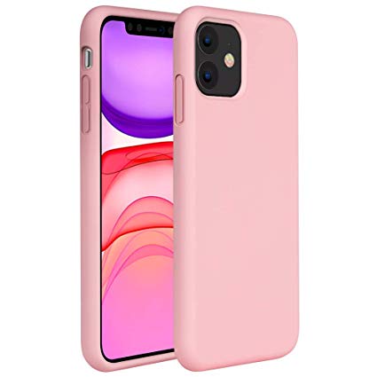 Miracase Liquid Silicone Case Compatible with iPhone 11 6.1 inch(2019), Gel Rubber Full Body Protection Shockproof Cover Case Drop Protection Case（Pink）