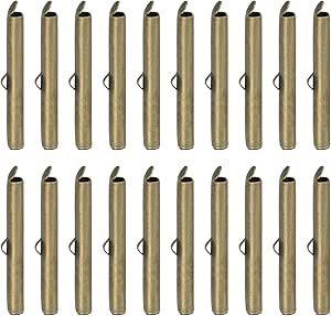 uxcell 60Pcs Slide on End Clasps, 35mm Tube Ball Bead Slider Crimp Ends for Multi-Strand DIY Craft Making, Bronze Tone