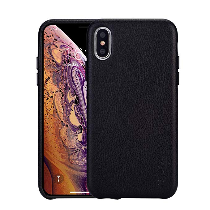 iPhone Xs max Case Rejazz Anti-Scratch iPhone Xs max Cover Genuine Leather Apple iPhone Cases for iPhone Xs max (6.5 Inch)(Black)