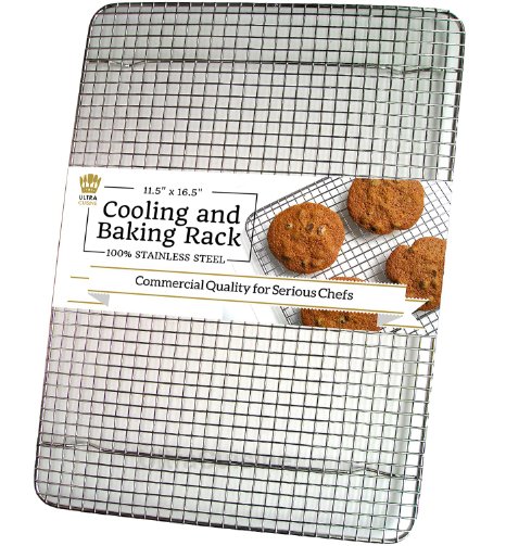 UltraCuisine 100 Stainless Steel Wire Cooling Rack fits Half Sheet Baking Pan Oven-Safe Rust-Proof 115 x 165