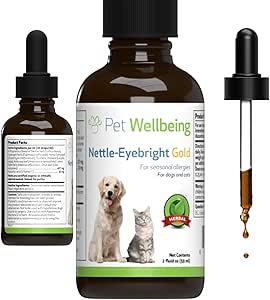 Pet Wellbeing Nettle-Eyebright Gold for Dogs - Vet-Formulated - Seasonal Sneezing, Itching, Watery Eyes - Natural Herbal Supplement 2 oz (59 ml)