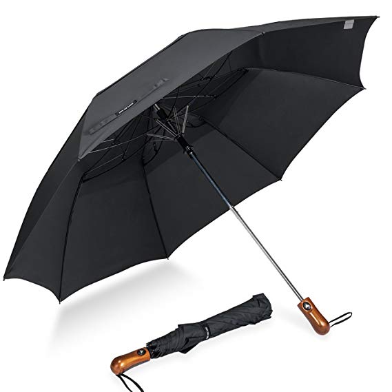 ZOMAKE Automatic Open Compact Umbrella for Women Men, Lightweight Windproof Umbrella, Double Canopy Parasol with UV Protection