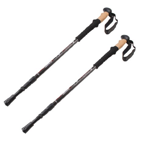 IMAGE Pair2pcs Trekking Hiking Sticks Poles Alpenstock Adjustable telescoping Anti Shock Nordic Walking mountaineering 7075 Aluminum Cork grip Ergonomic