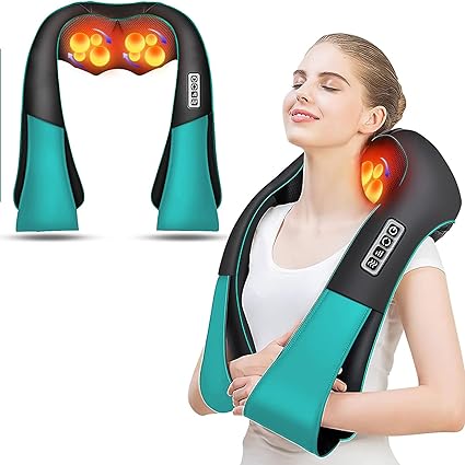 AERLANG Shiatsu Neck and Shoulder Massager, Back Massager with Heat, Deeper Tissue Massager for Neck,Back, Waist, Leg Whole Body Relief, Home, Office and Car- Gift for Women/men/Mom/Dad