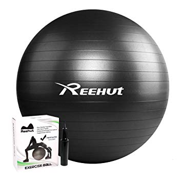 Reehut Exercise Ball for Fitness, Stability, Balance & Yoga - Workout Guide & Quick Pump Included - Anti Burst Professional Quality Design ( 55cm 65cm 75cm)
