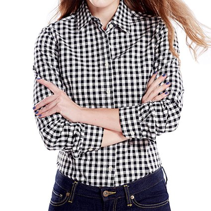 Cekaso Women's Gingham Shirt Cotton Slim Fit Long Sleeve Button Up Plaid Shirt