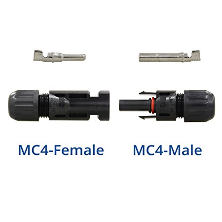 RENOGY Pair MC4 Male/ Female Solar Panel Cable Connectors Double Seal Rings for Better Waterproof Effect