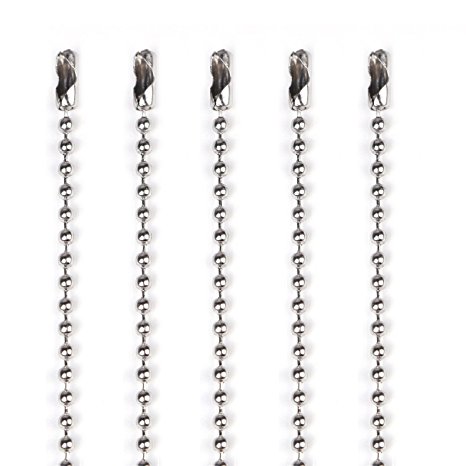 50pcs Nickel Plated Ball Chain Necklace, KinHom 24 Inches Long 2.4mm Bead Size # 3 Adjustable Antiqued Metal Bead Steel Chain Matching Connectors Jewelry Findings