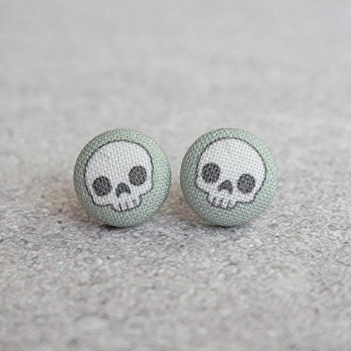 Cute Skull Fabric Button Earrings