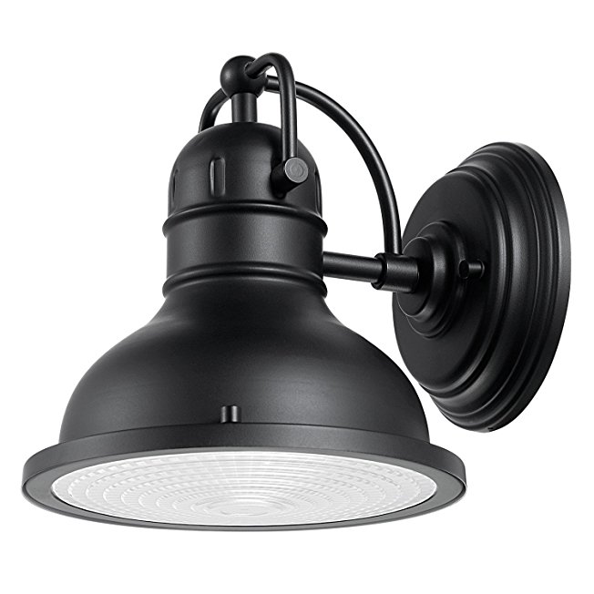 Globe Electric Harbor 1-Light Outdoor Wall Sconce, Matte Black Finish, Clear Plastic Diffuser, 44157