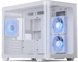 darkFlash Micro-ATX Gaming PC Case, MATX PC Case with 3 x 120mm ARGB Fans, Panoramic View Dual Tempered Curve Glass Computer Case, USB 3.0 Port, Supports Dual 360mm AIO, White(DPW90M)