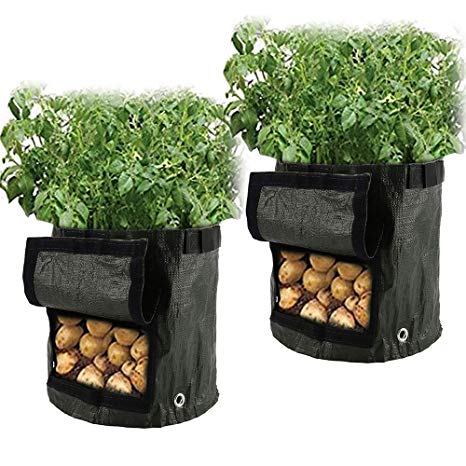 ZhongYe 2pcs Potato Grow Bags 7 Gallon Waterproof Garden Planting Bag with Flap for Vegetable Tomato Carrot Onion