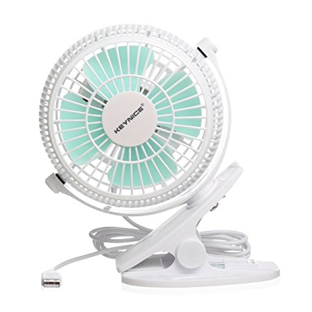 Keynice Mini USB Clip and Desk Personal Fan, Quiet Operation, Desk Fan, Desk Fans, mini fan, table fan,4 Inch 2 Speed Portable Cooling Fan USB Powered by NetBook, Computer MacBook, Power Bank, and PC, 360° up and down ,for Home Office - White
