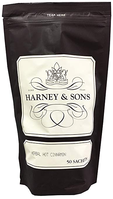 Harney & Sons Herbal Hot Cinnamon Tea, Good Present Idea - Bag of 50 Sachets