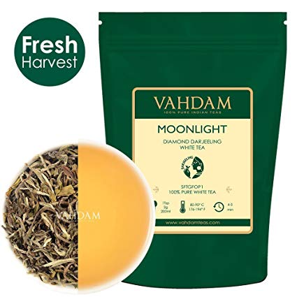 VAHDAM, Diamond Moonlight White Tea Loose Leaf (25 Cups) | HEALTHIEST TEA, 100% NATURAL White Tea Leaves | POWERFUL ANTI-OXIDANTS | Darjeeling Tea Loose Leaf | Brew as Hot Tea or Iced Tea | 1.76oz