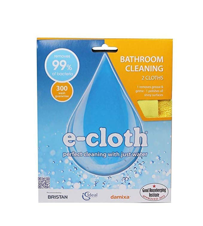 E-Cloth Bathroom Pack 2 Cleaning Cloths Removes Grease & Grime