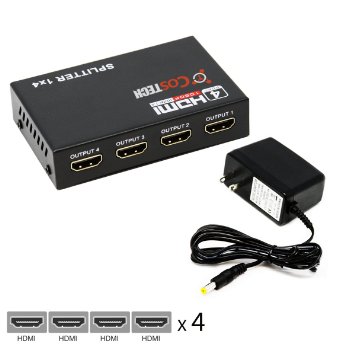 HDMI Splitter Costech 4 Port 1x4 Powered 1080p V13 Certified for for 1080p and 3D  VHD-1X2MN3D Black OT-2532