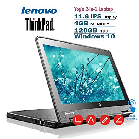 Lenovo Thinkpad Yoga 2-in-1 Convertible 11.6-inch IPS Touchscreen Laptop(Tablet) with Intel Quad Core Processor, 4GB RAM, 120GB SSD, WIN10