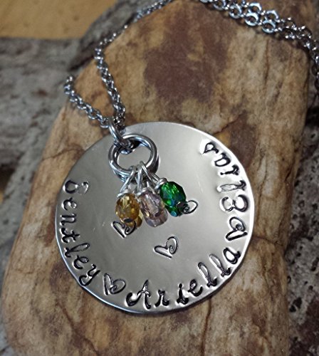 1.25" Stainless Steel Personalized Mother's Day Crystal Birthstone Necklace