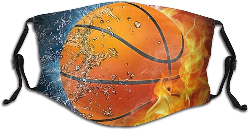ValueVinylArt Kids Face Mask Basketball Fire Washable Reusable Cute Cool with 2 Filters for Girls Boys