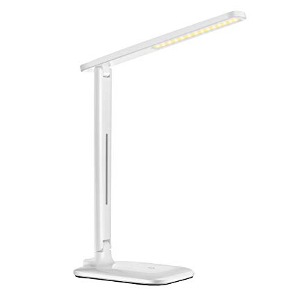 LITOM 42LED Desk Lamp, Eye-Caring Reading Table Lamp with 3 Lighting Modes&3 Brightness(Warm White/Cool White), Sensitive Touch Control Reading Lamp Compact for Office, Home, Reading, Study(White)