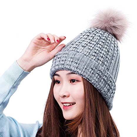 HIG Winter Hats Plushy Knitted Warm Beanie Ski Hat For Fashion Women and Girls