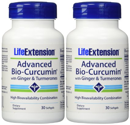 Life Extension Advanced Bio-curcumin with Ginger and Turmerones 30 Softgels 2-Pack