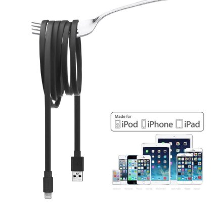 Letouch Lightning to USB Cable [Apple MFi Certified] Tangle-Free Charging Connector Cord, Data Sync Cable (1.5M / 5ft, 8 Pin) for iPhone 6s 6 Plus 5s 5c 5, iPad Pro Air 2, iPad mini 4 3 2, iPod touch 5th gen / 6th gen / nano 7th gen (Black)