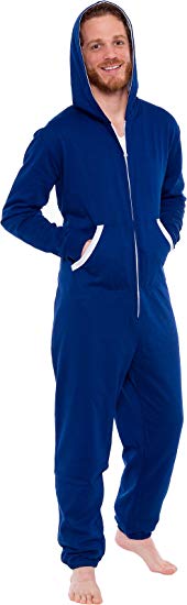 Ross Michaels Men's Hooded Jumpsuit - Zip Up One Piece Pajamas
