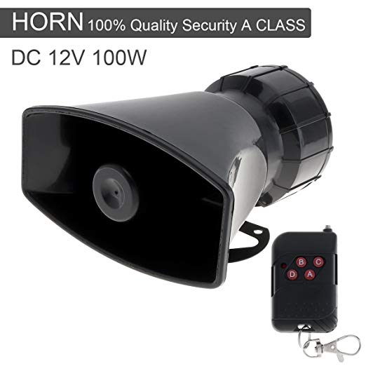 7 Tone Sound Loud Car Siren Vehicle Horn Hooter/Ambulance/Siren/Traffic Sound with Black Remote Controller 12V 100W
