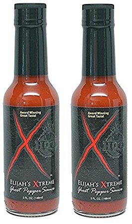 Elijah’s Xtreme Ghost Pepper Hot Sauce, Ultimate Gourmet Hot Pepper Sauce with Extreme Fiery Heat (5 oz) (2 Pack)