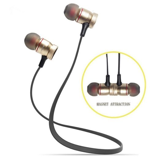 Moreteam Best Bluetooth HeadsetNice Bluetooth Earbuds Best Wireless Earbuds Sweatproof V40 Magnet Attraction In-Ear Noise Cancelling Headphones Earbuds With Microphone For Sports Gold
