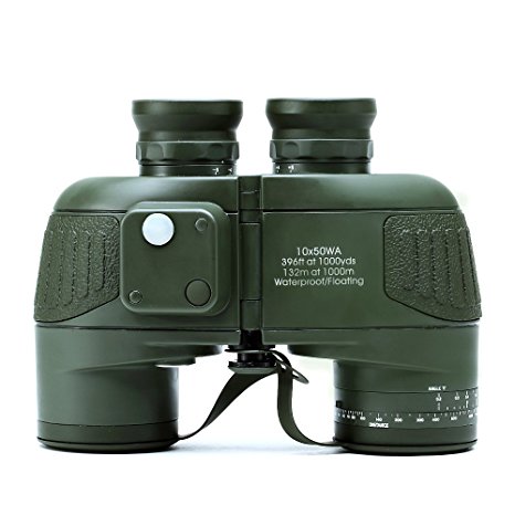 USCAMEL 10x50 HD Military Waterproof Binoculars with Rangefinder Compass