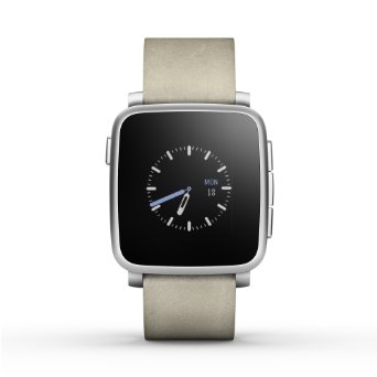 Pebble Time Steel Smartwatch for AppleAndroid Devices - Silver