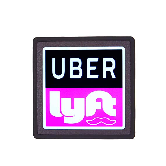 Uber Lyft Sign with Bright LED Lights for Car | Wireless, Removable, USB Rechargeable | Light Logo Signs For Window | Lyft AMP and Rideshare Drivers | Ride Share Accessories | Make Your Car Visible