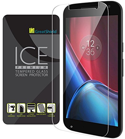 Motorola Moto G4 Screen Protector, [Tempered Glass] GreatShield ICE [HD Ultra Clear | 9H Hardness | Oleophobic Coating] Screen Protector for Motorola Moto G4 - 1 Year Warranty - 1 Pack