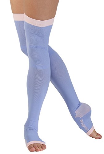 Lace Poet Purple Yoga/Sleep Thigh-High Compression Toeless Socks Size L-XL