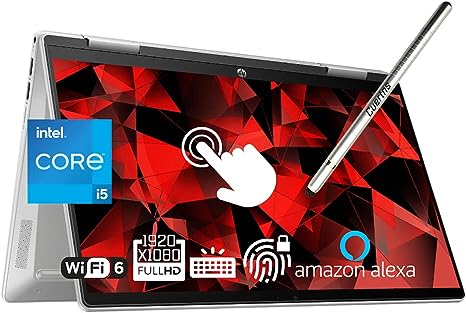 HP Pavilion x360 2 in 1 Laptop, 14 Full HD Touchscreen, Intel Core i5-1235U(Beat i7-1195G7), 8GB RAM - 1TB PCIe SSD, Stylus, Backlit Keyboard, Fingerprint, WiFi 6, Alexa, Windows 11 Home, Silver