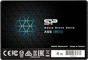 Silicon Power 4TB SSD 3D NAND A55 SLC Cache Performance Boost SATA III 2.5" 7mm (0.28") SSD Internal Solid State Drive (SP004TBSS3A55S25AD)