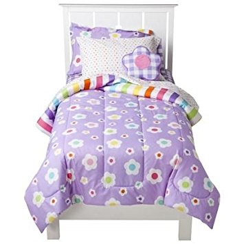Just For Kids Girls Mix N' Match Flowers 5pcs Twin Bed Set - Bed in a Bag