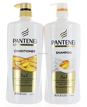 Set Pantene Advanced Care Shampoo and Conditioner 5 in 1 Moisture, Strength, Smoothness, Pro-vitamin B5 Complex 38.2 FL/OZ each - Packaging May Vary