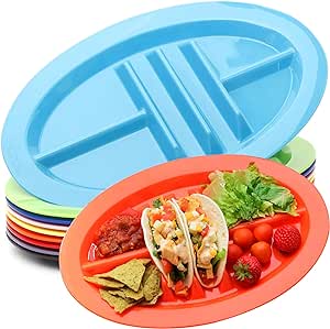 Youngever 9 Pack Plastic Taco Holder Plates, Reusable Taco Trays, Set of 9 in 9 Assorted Colors