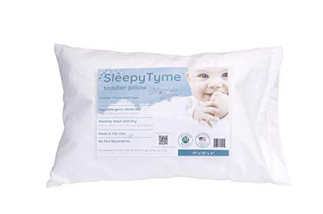 Moonlight Slumber SleepyTyme Toddler Pillow. Premium Hypoallergenic Pillow and Case for a Good Night Sleep. Perfect Size for Your 18  Month Old. UL GREENGUARD Gold Certified (16x12x4 inch)