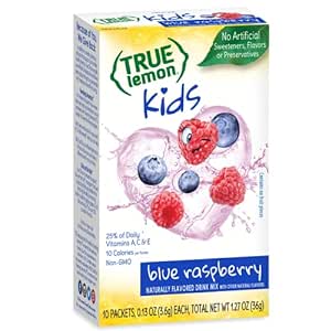 True Lemon Kids Blue Raspberry - Hydration for Kids - No Preservatives, No Artificial Flavors, No Artificial Sweeteners - Low Sugar Water Flavoring - Drink Mix for Kids - Kids Juice Powdered Drink Mix 10 count(pack of 1)