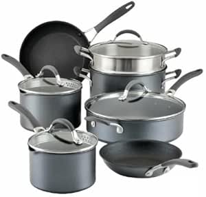 Circulon A1 Series with ScratchDefense 11-piece Non-Stick Cookware Set.Hard Anodized Aluminum Construction.Ergonomic Silicone Grip Handles.