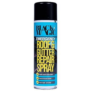 Black Magic Emergency Roof and Gutter Spray 500ml - Repairs Crack and Leaks - Powerful Bitumen Formula - Easy to Use Formula